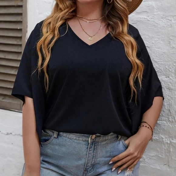 BellanBlue Black V-Neck Blouse - Picture 2 of 5